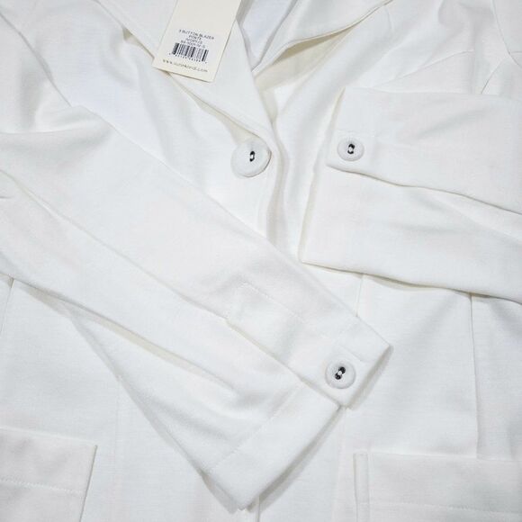 Suzie Kondi 3 Button Ivory Ponte Blazer Jacket Size Small Off White Cream - Picture 5 of 8
